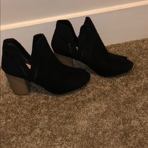 Black, slide-on bootie